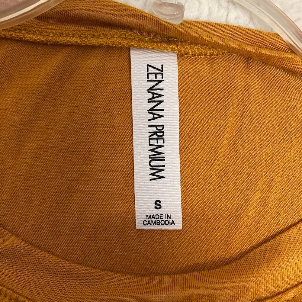 ZENANA Premium Womens Mustard Babydoll Peplum Cotton Blouse Size small - Picture 5 of 5